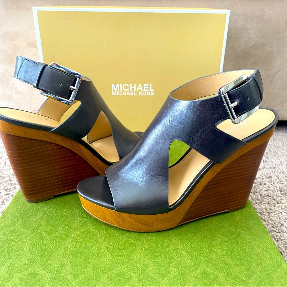 Michael Kors Josephine Wedge Embossed Leather